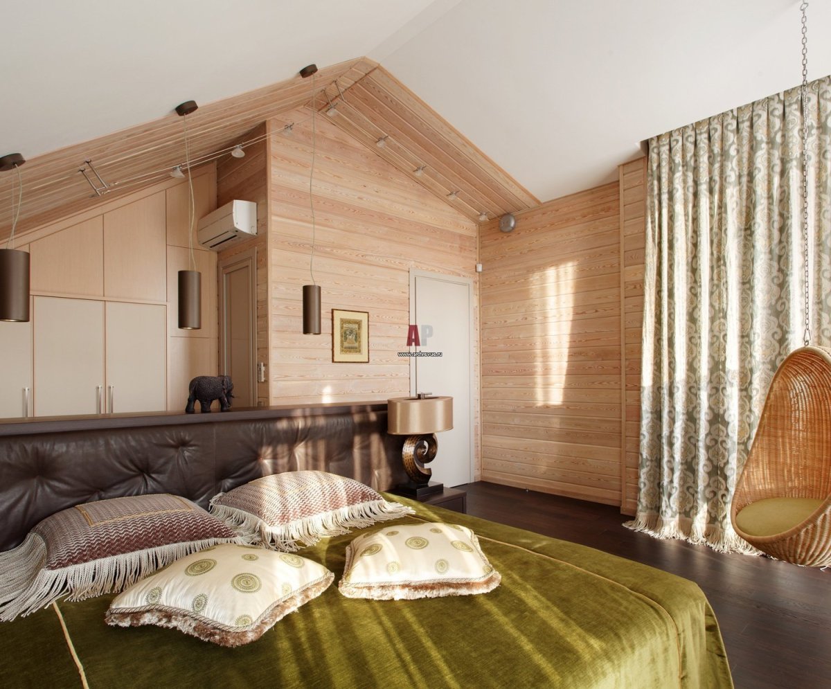 Имитация бруса в интерьере мансарды