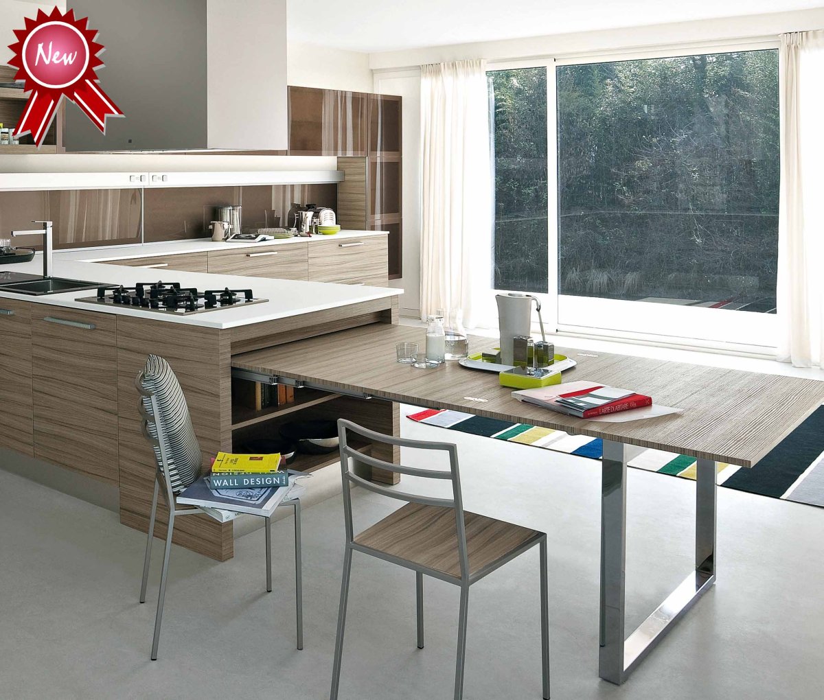 Кухня-гостиная с барной стойкой