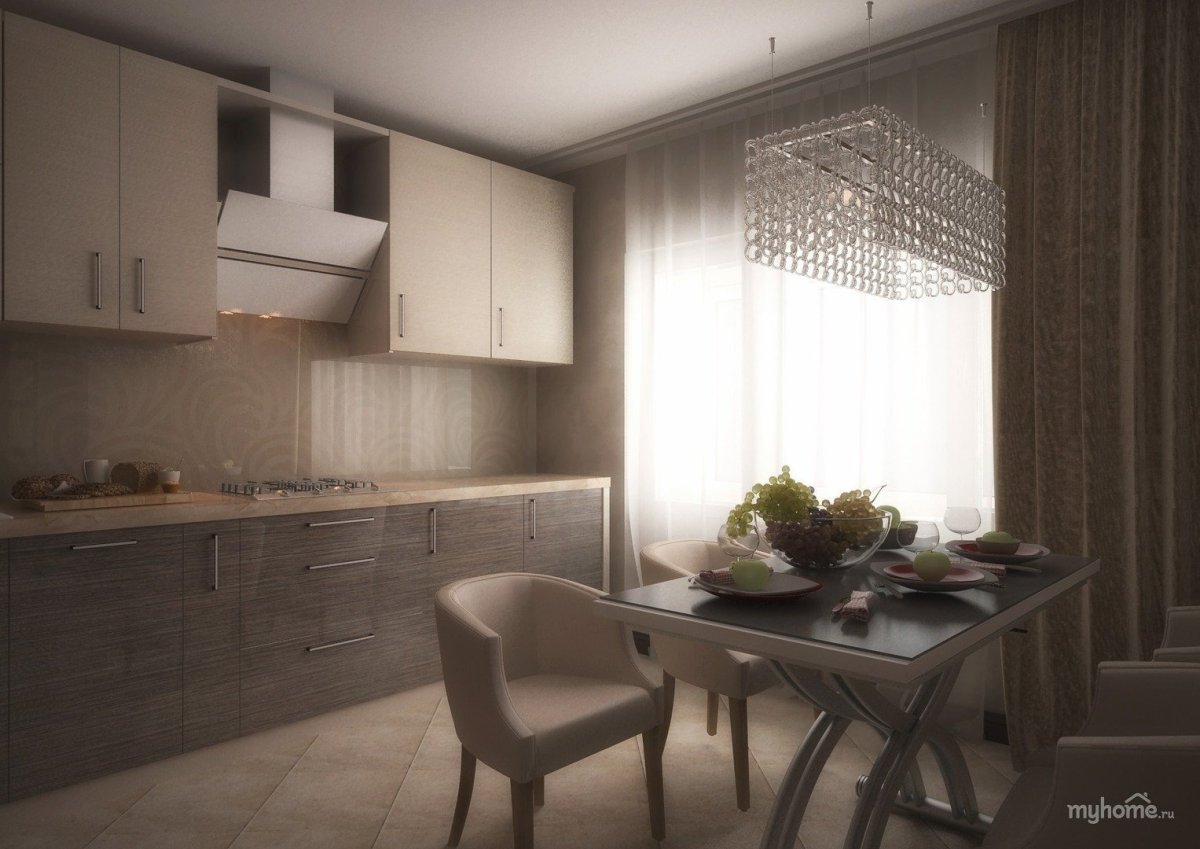 Серо бежевая кухня
