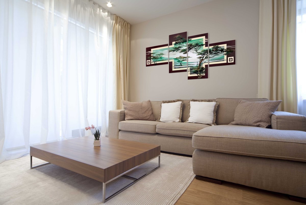 Интерьер под бежевый диван