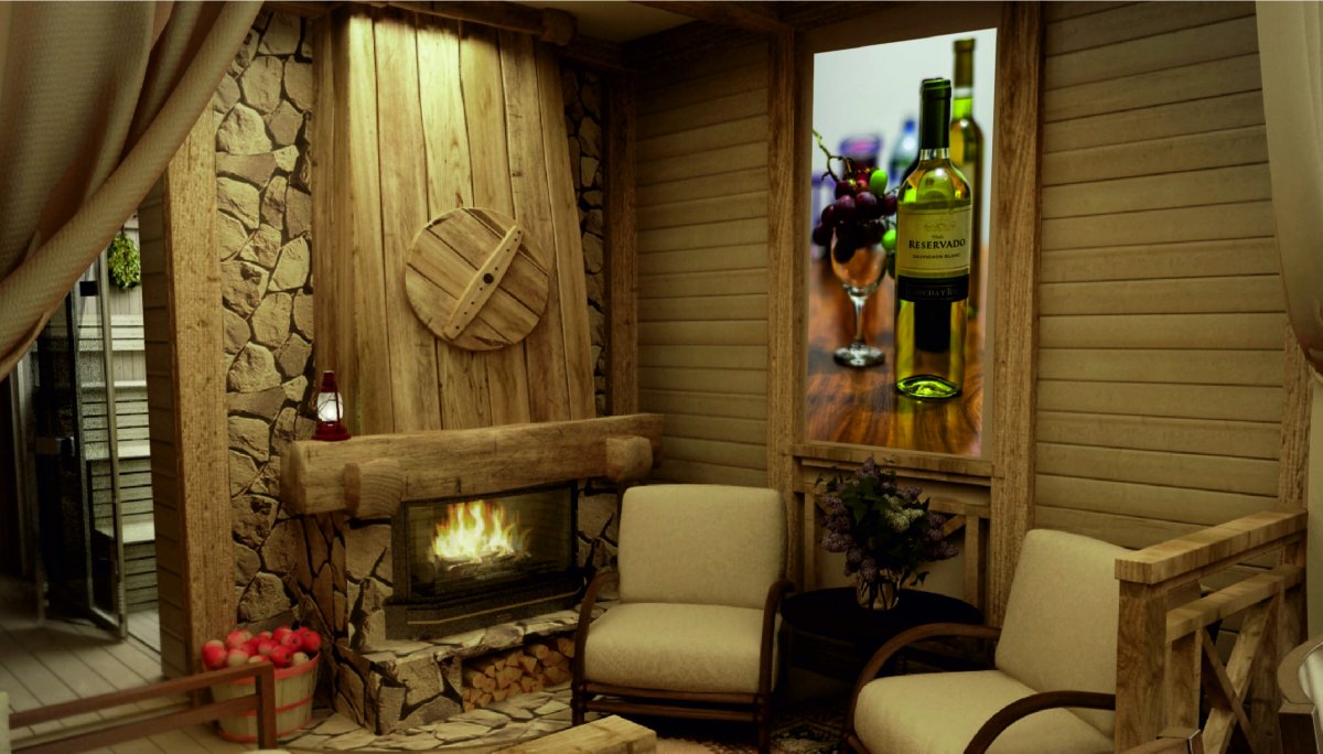 Интерьер бревенчатой бани