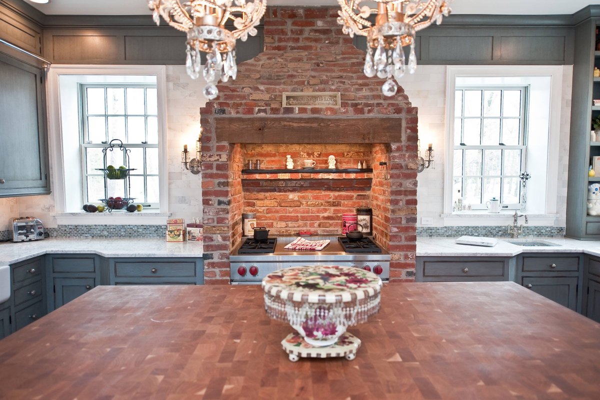 Кирпичная плитка на кухне