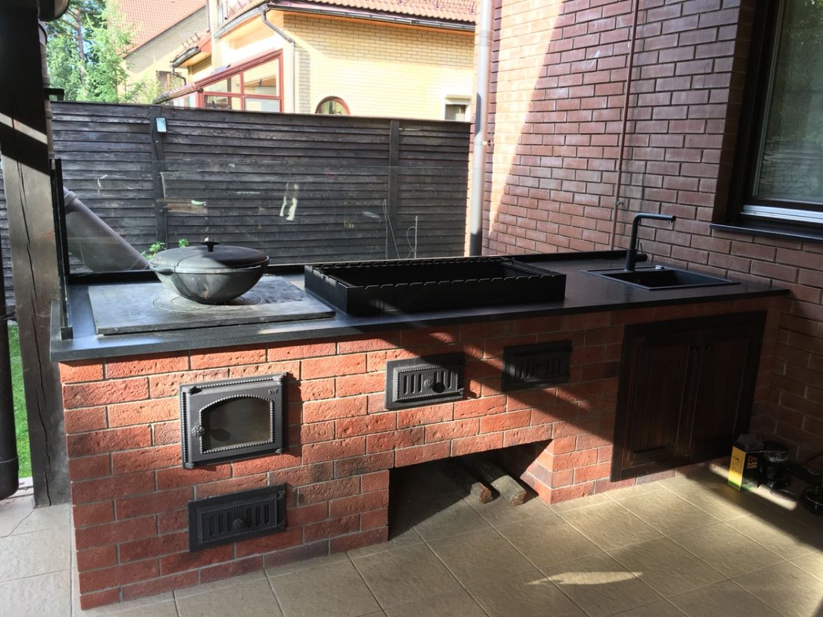 Мангальная зона из кирпича