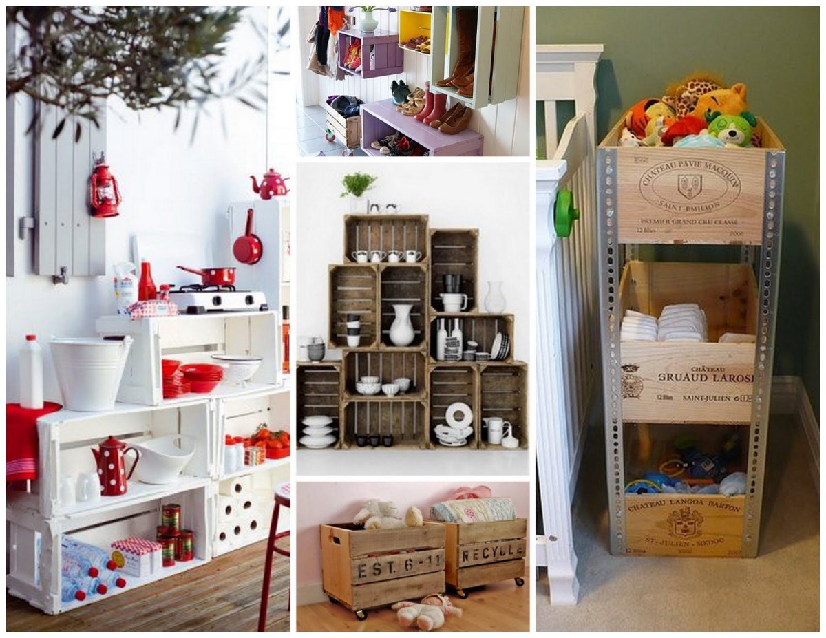 Ящики в интерьере