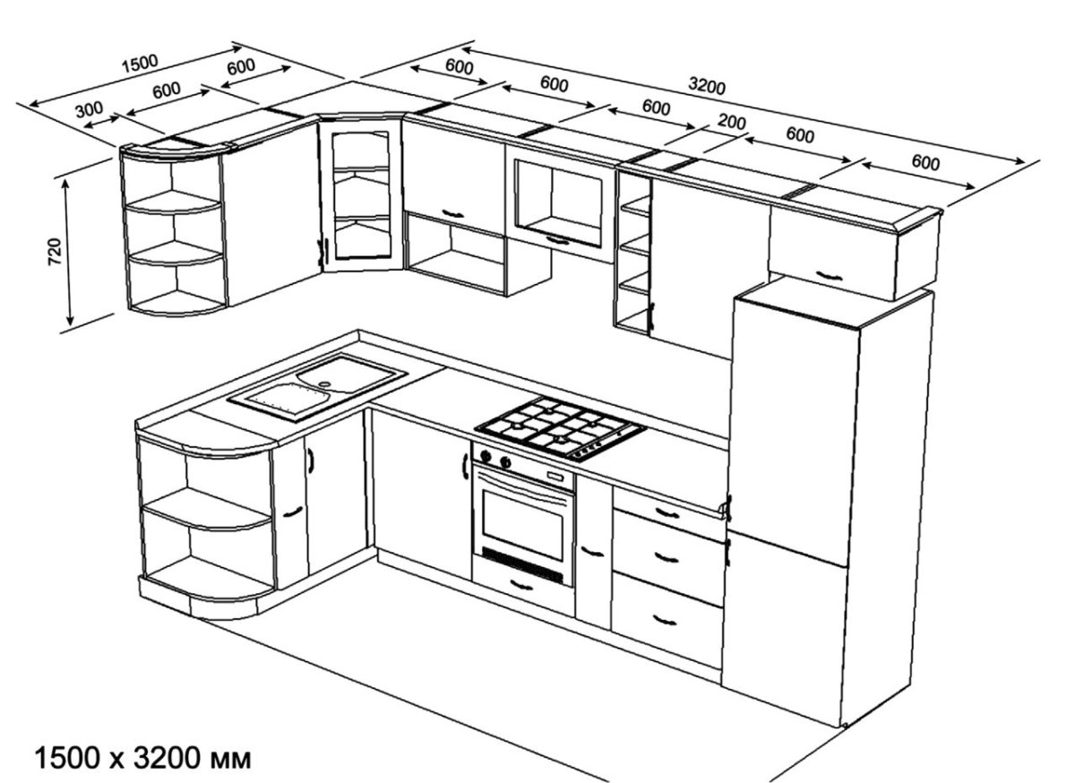 Кухня до потолка