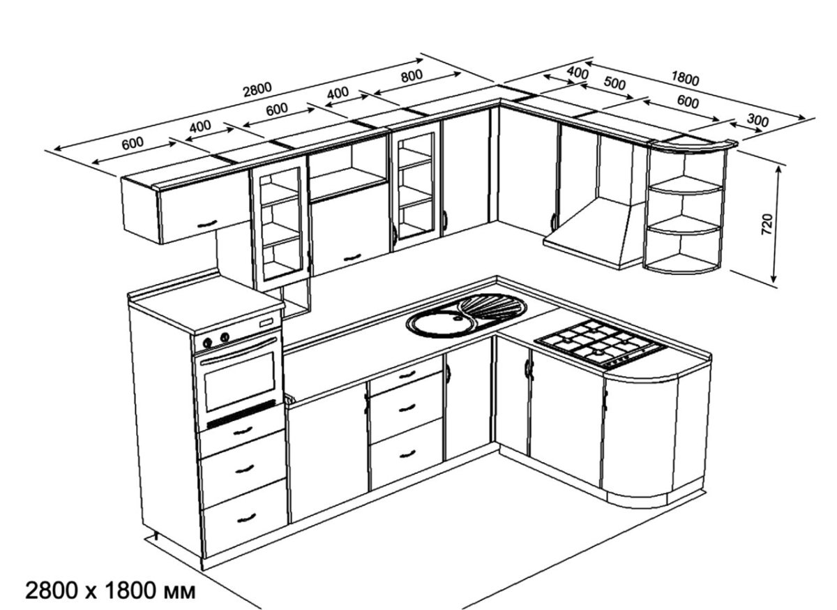 Кухня 2м на 3м планировка