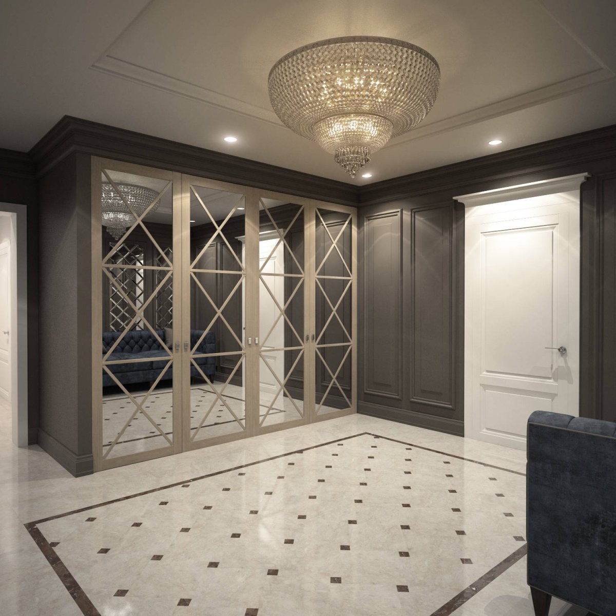 Шкаф в прихожую в неоклассическом стиле