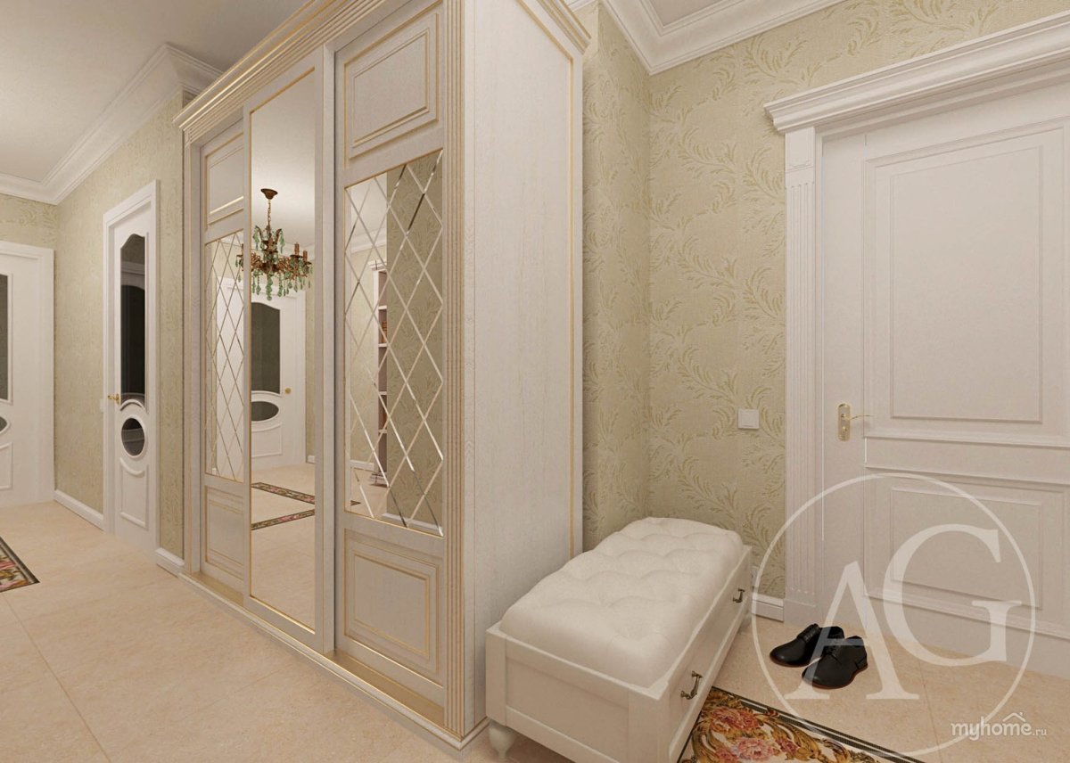 Шкаф купе Неоклассика в прихожую