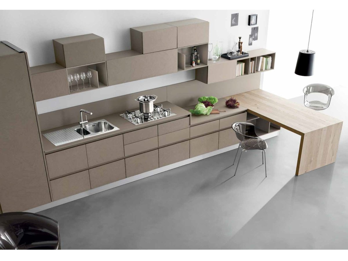 Кухонный гарнитур с интегрированными ручками