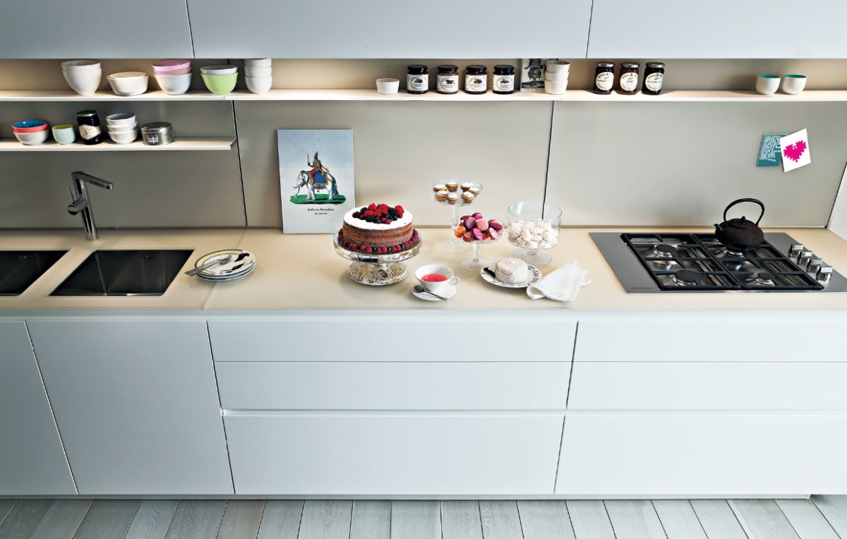 Крашеные фасады с интегрированной ручкой