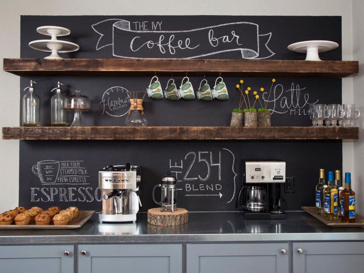 Меловая доска в интерьере кухни