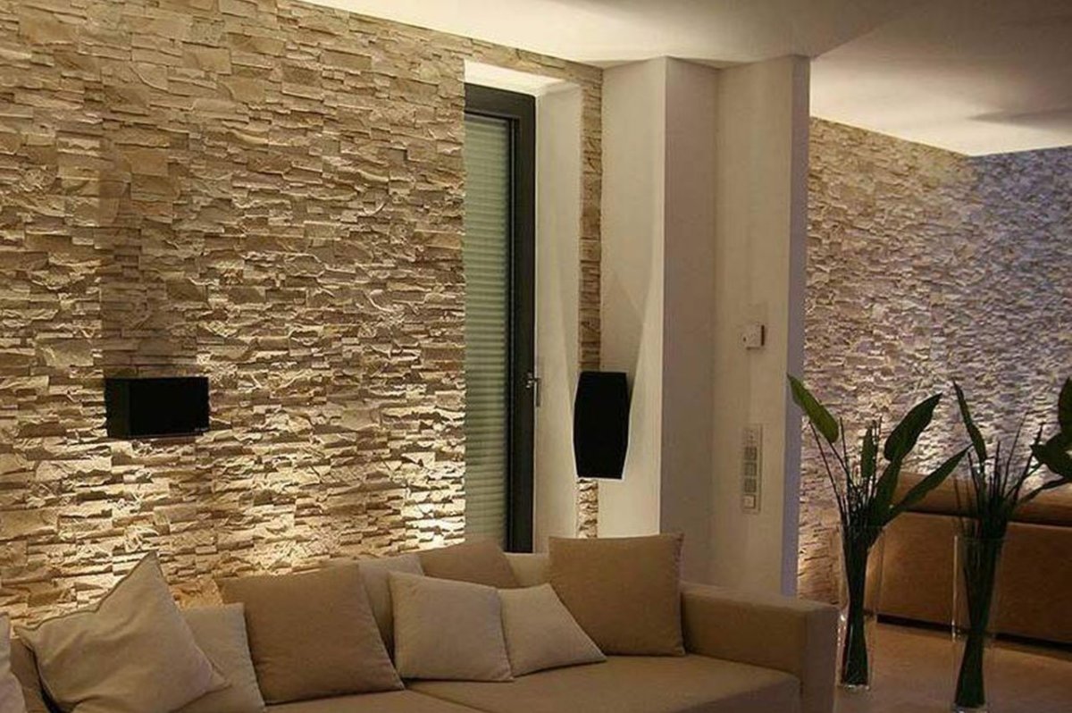 Отделка стен природным камнем