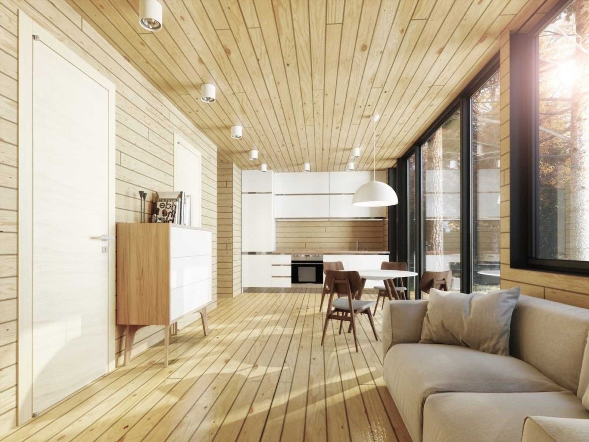 Фасад с деревянными вставками