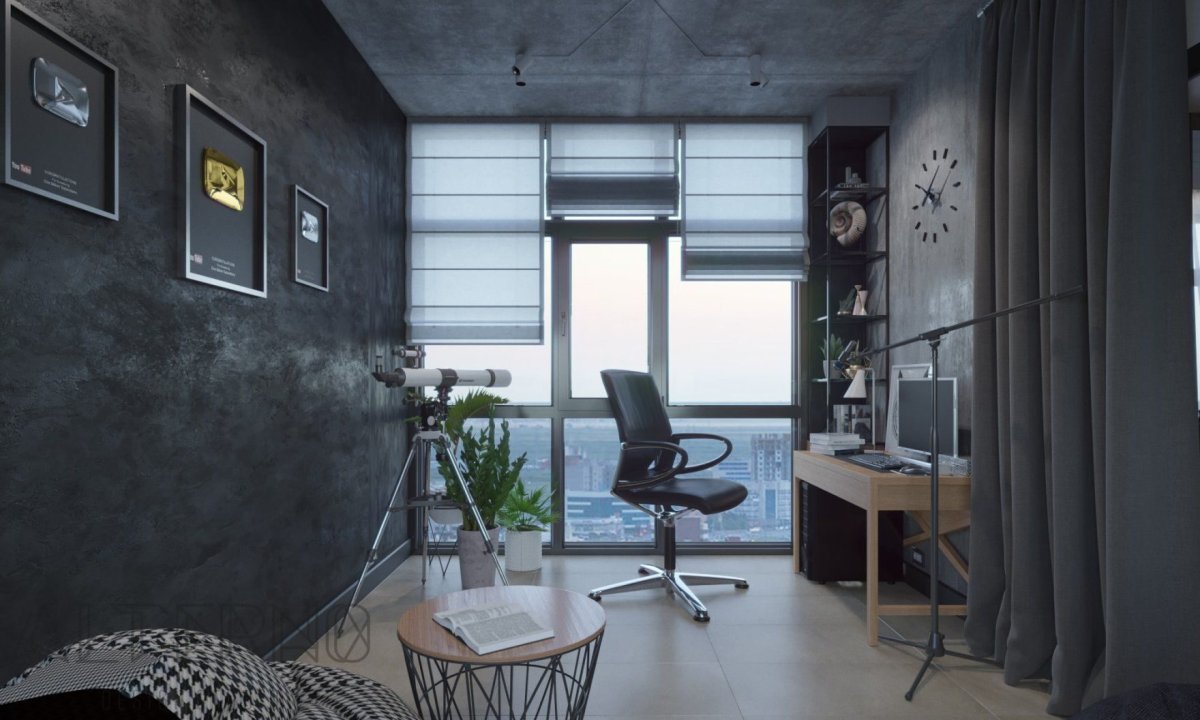 Кабинет в серых тонах