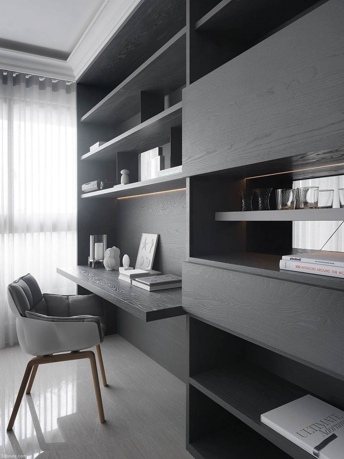 Интерьер офиса в серых тонах