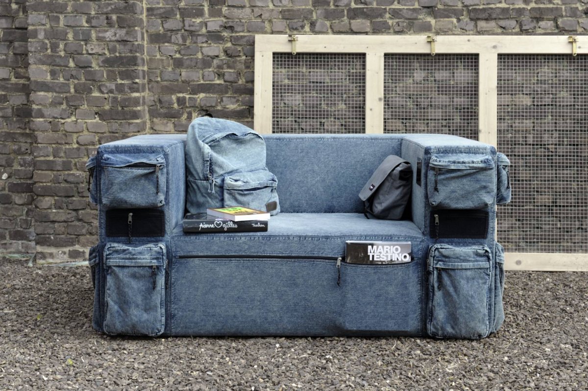 Джинсовые подушки в интерьере