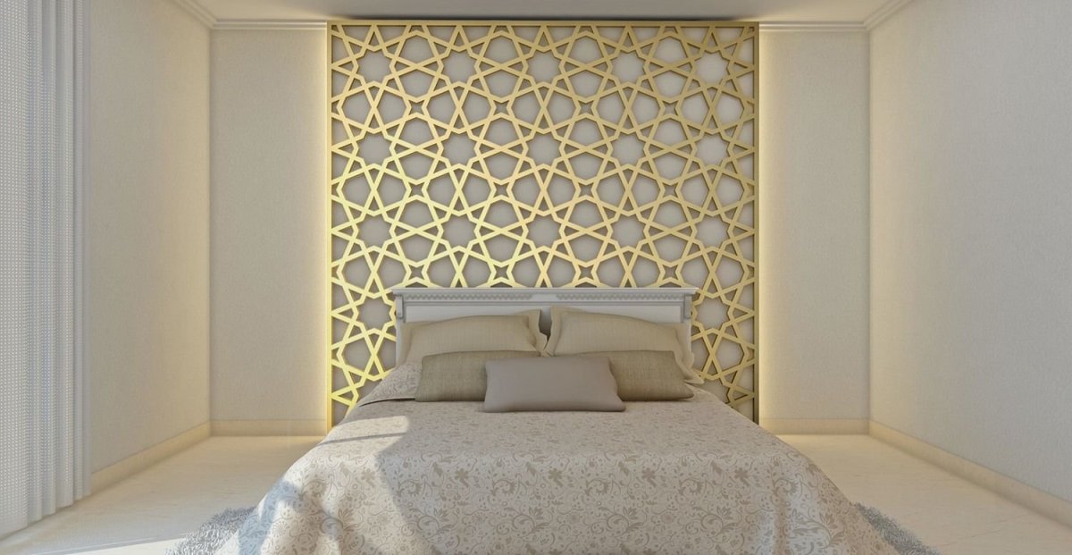 Декоративная панель над изголовьем спальня