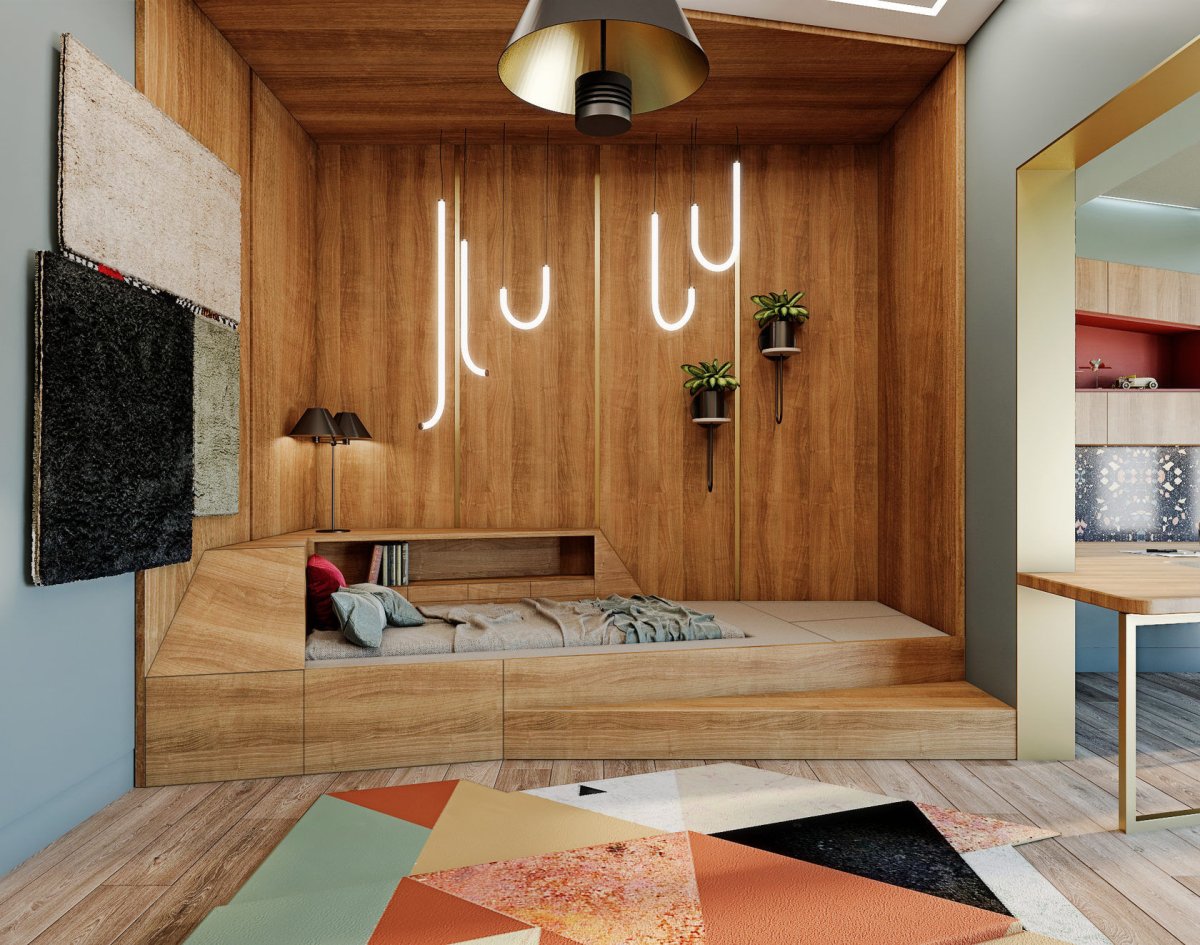 Спальня с подиумом 11 кв