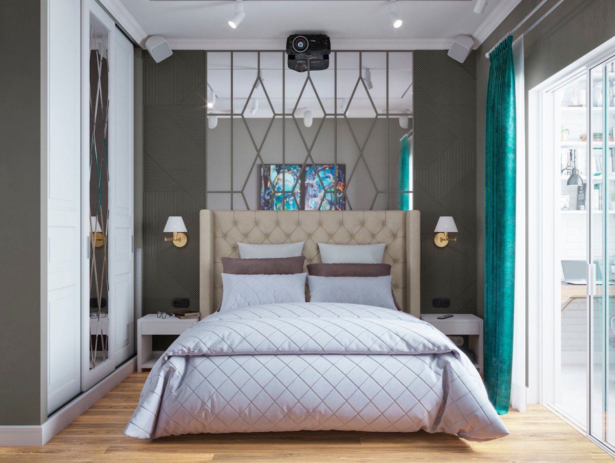 Гардероб за изголовьем кровати