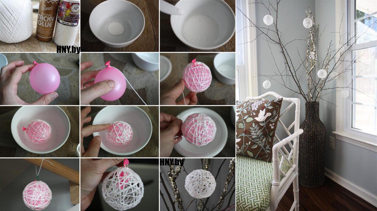 Шары из ниток и клея