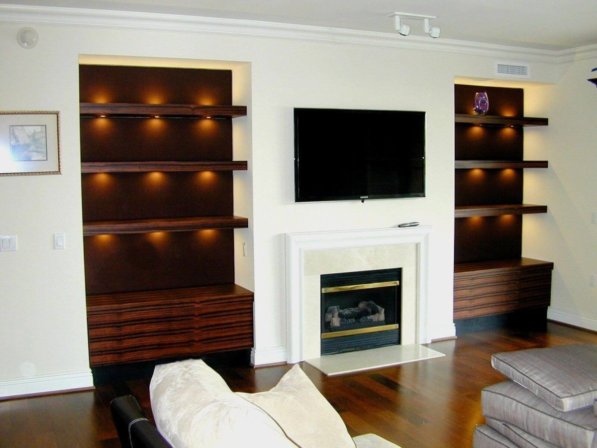 Стеллаж из гипсокартона в спальне