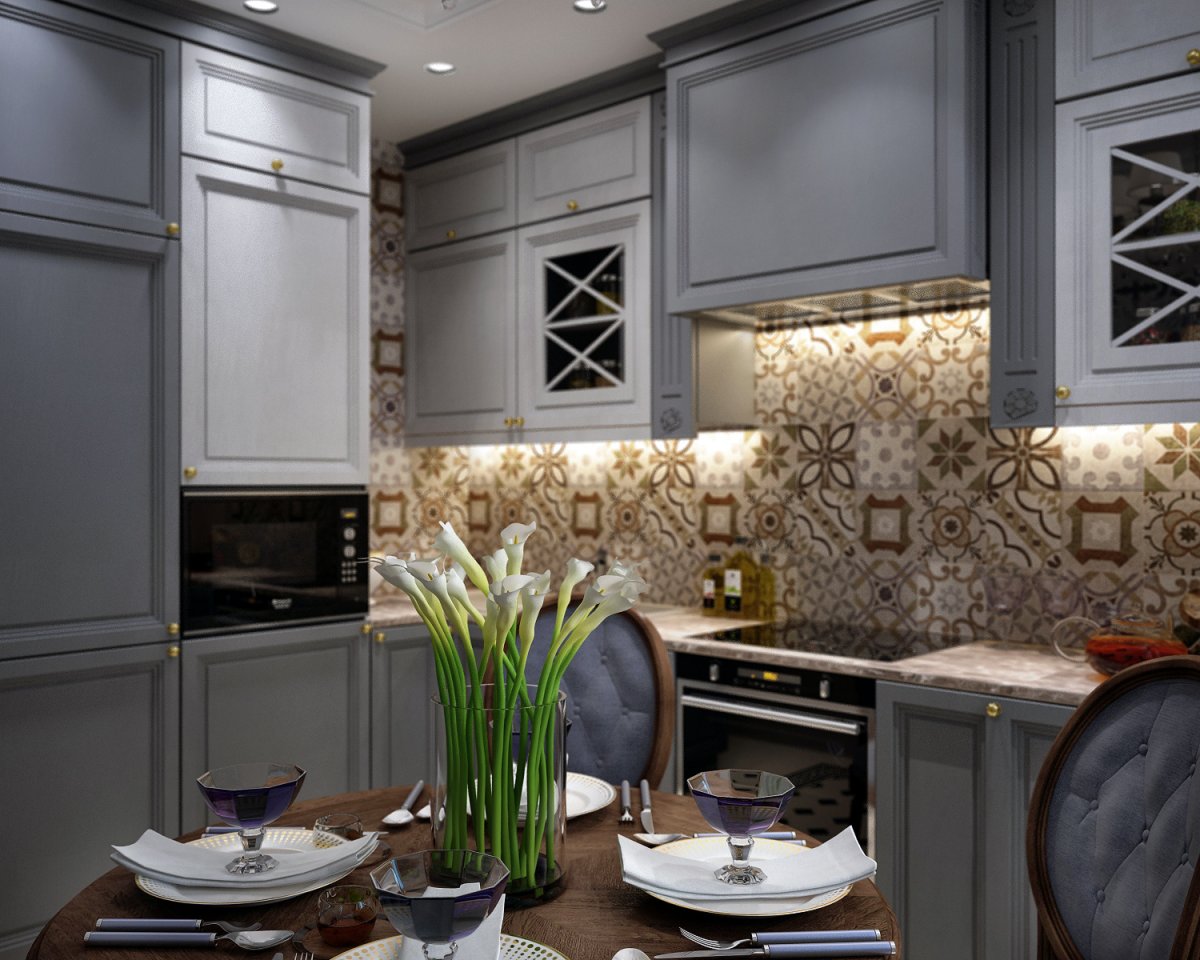 Кухня 10кв.м. с балконом в стиле Прованс