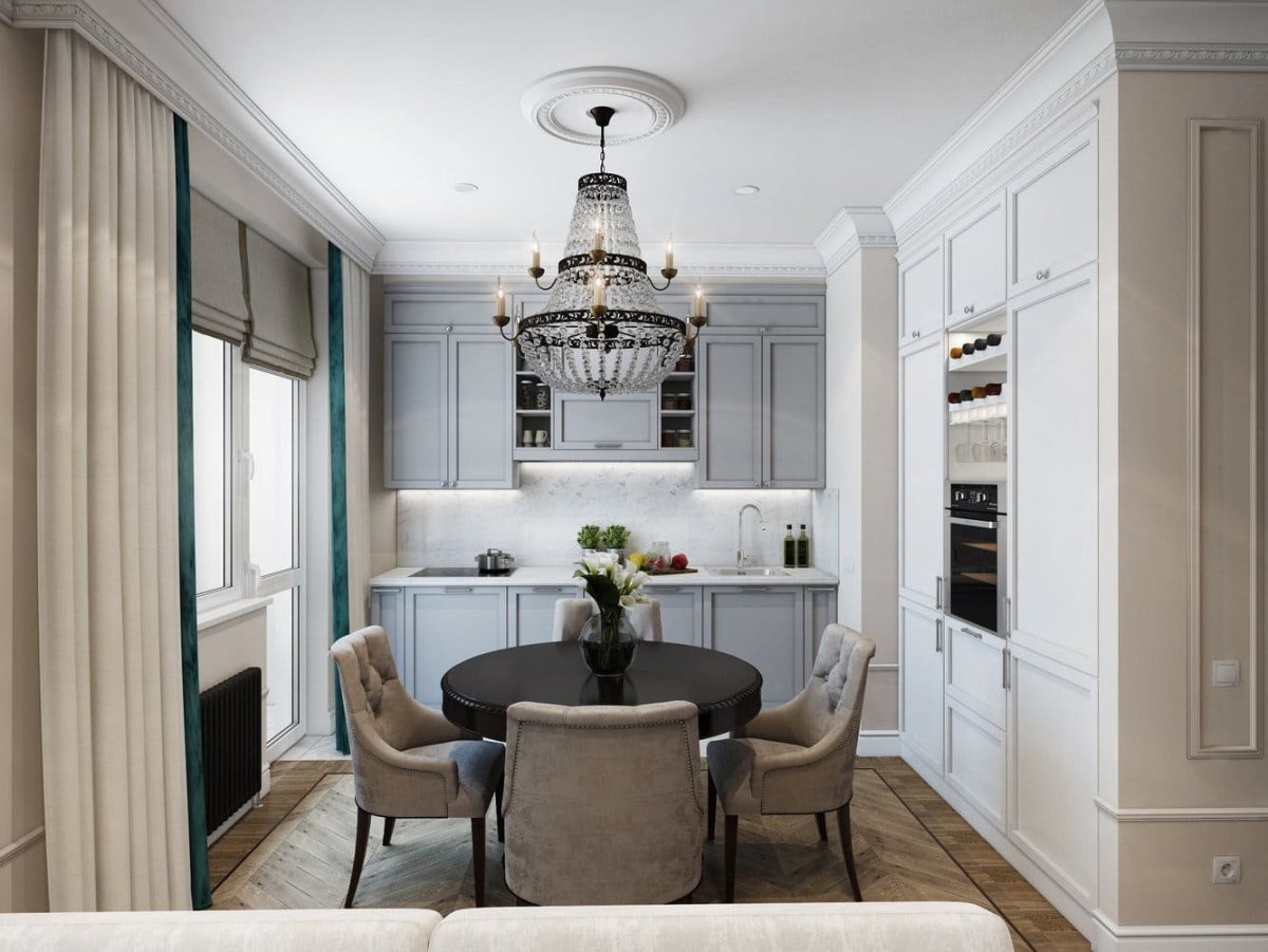 Желтая кухня в частном доме