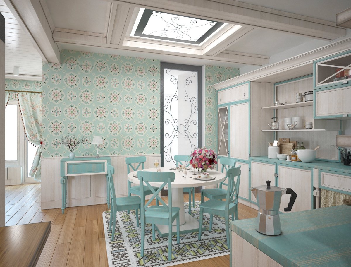 Кухни мятного цвета в современном стиле