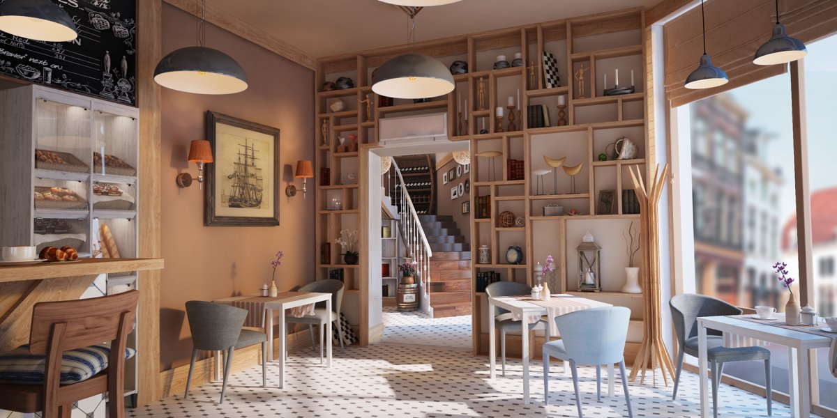 Cafe 3ds Max фасад