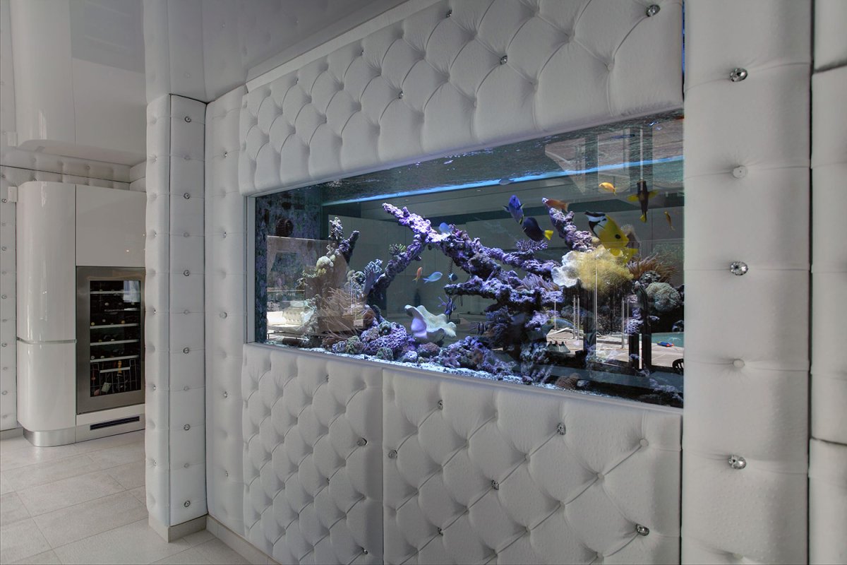 Стенка с аквариумом и телевизором