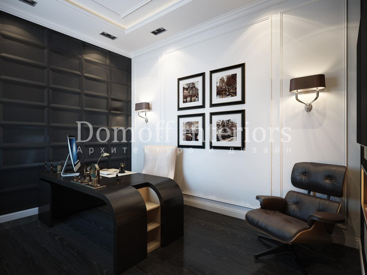 Кабинет в коричневых тонах современный стиль