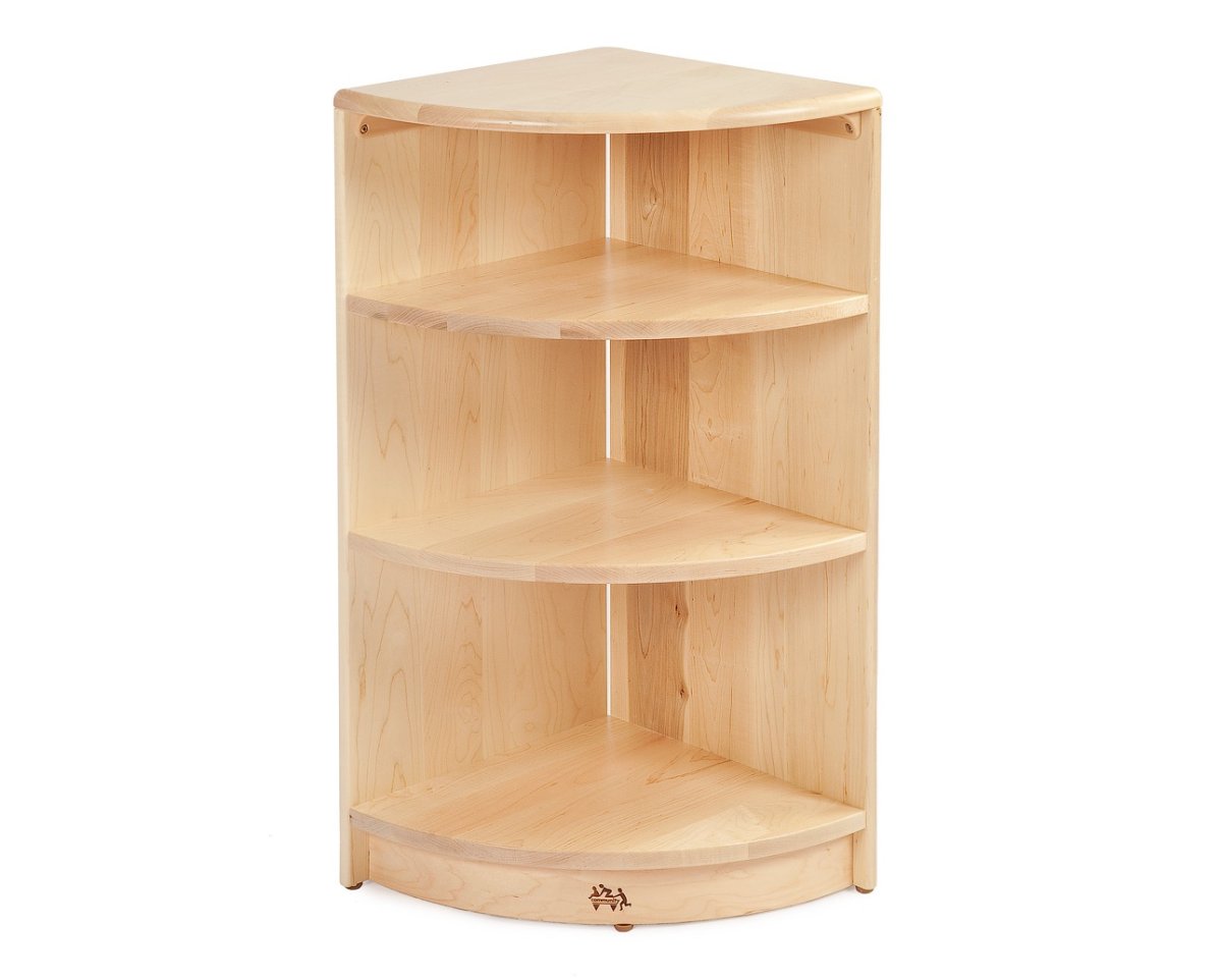 Открытые угловые полки на кухне