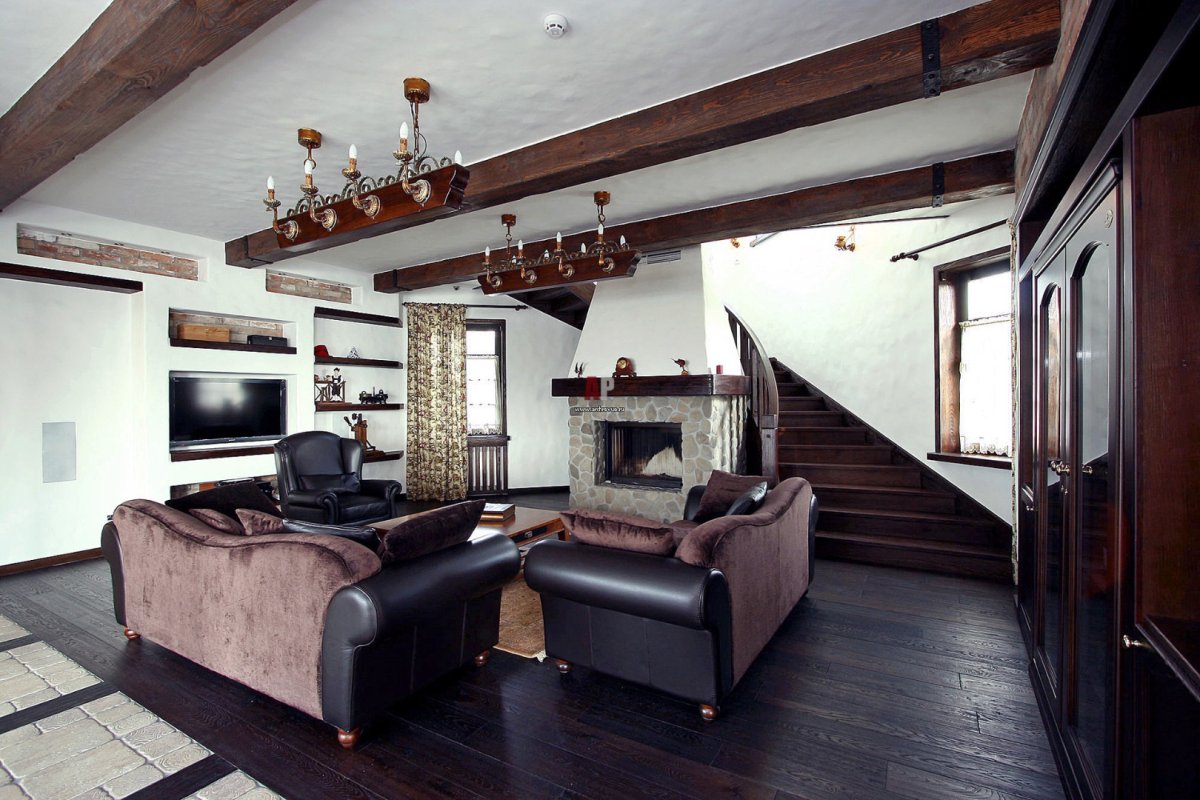 Деревянные балки в интерьере