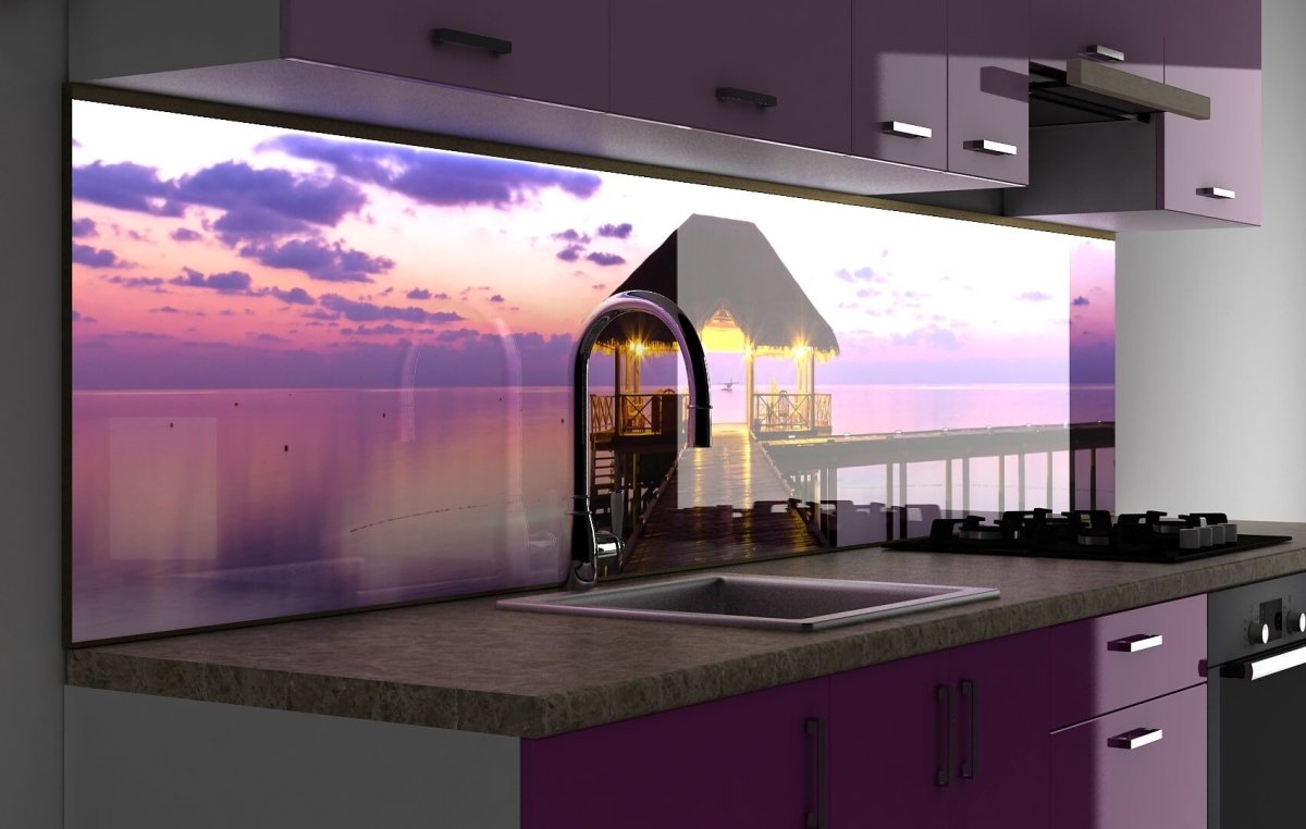Стеклянный фартук для кухни