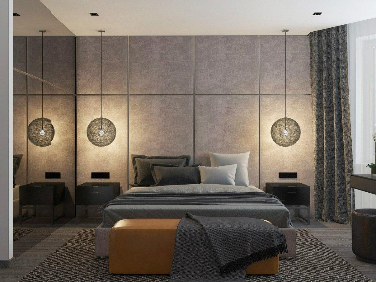 Мягкая стеновая панель с латунными вставками