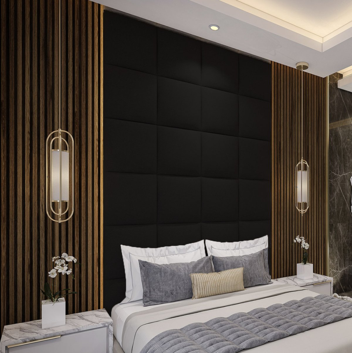 Мягкие панели в спальне