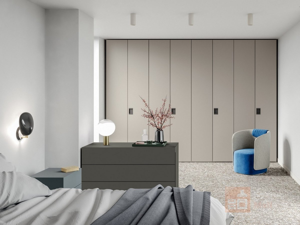 Шкаф серый со стеклом