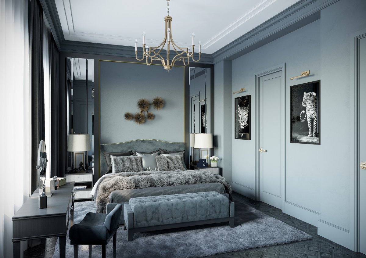 Спальня в стиле Неоклассика в темных тонах