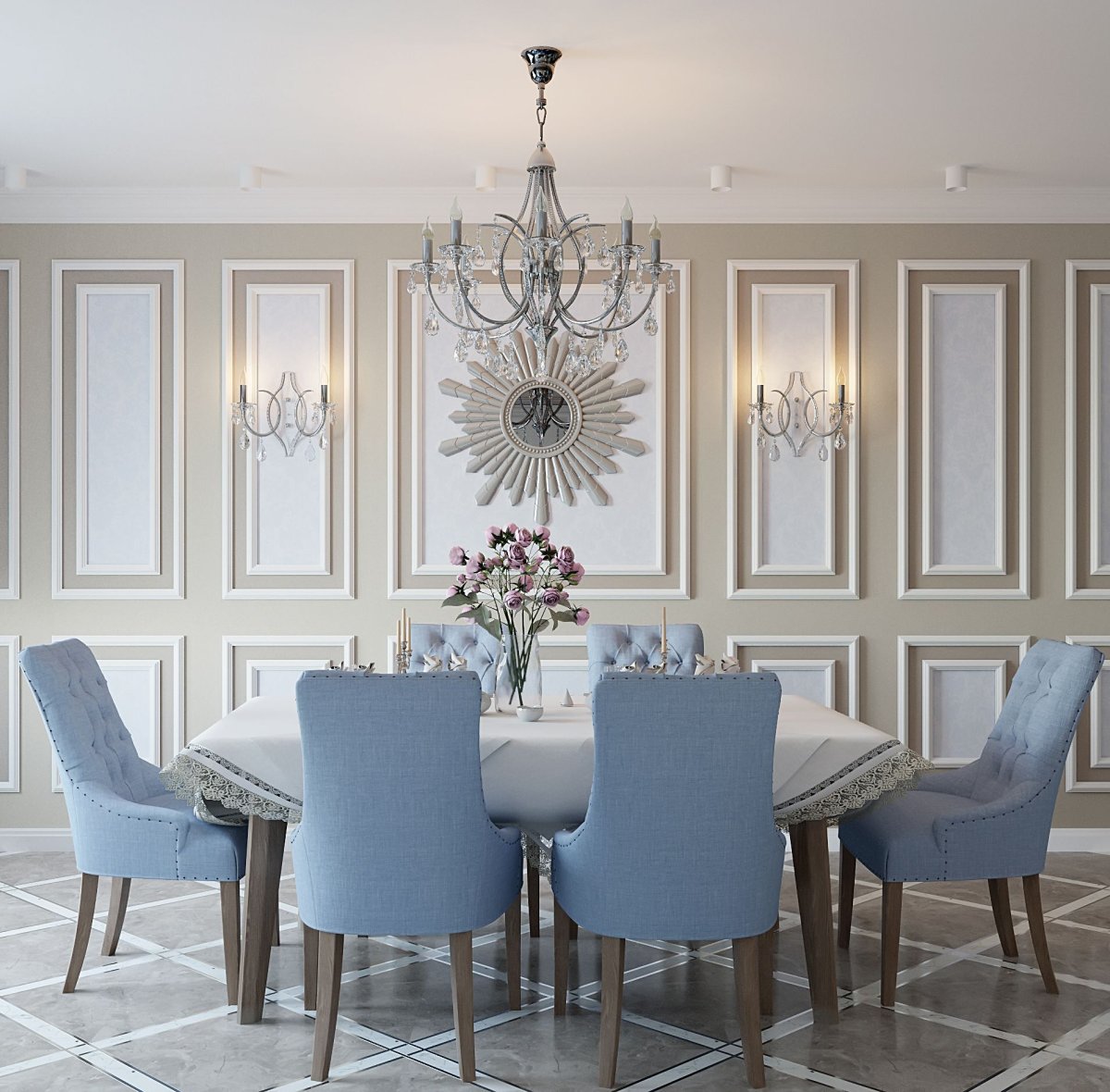 Молдинги в интерьере кухни