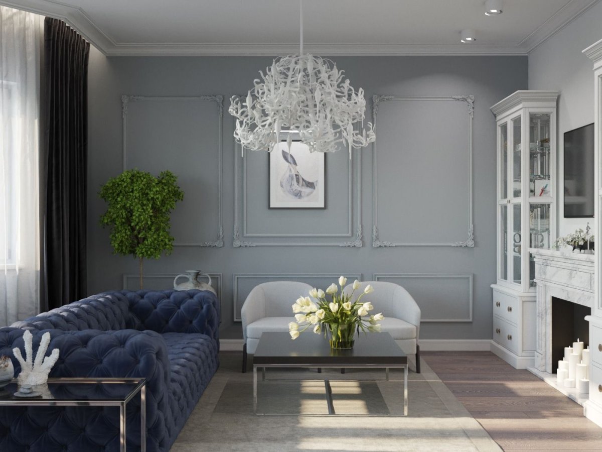 Серая гостиная Неоклассика
