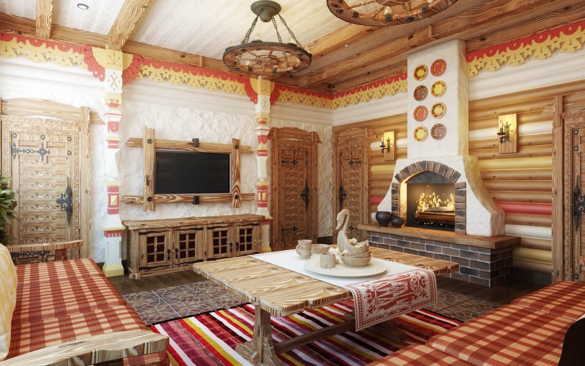 Отделка в стиле русская изба