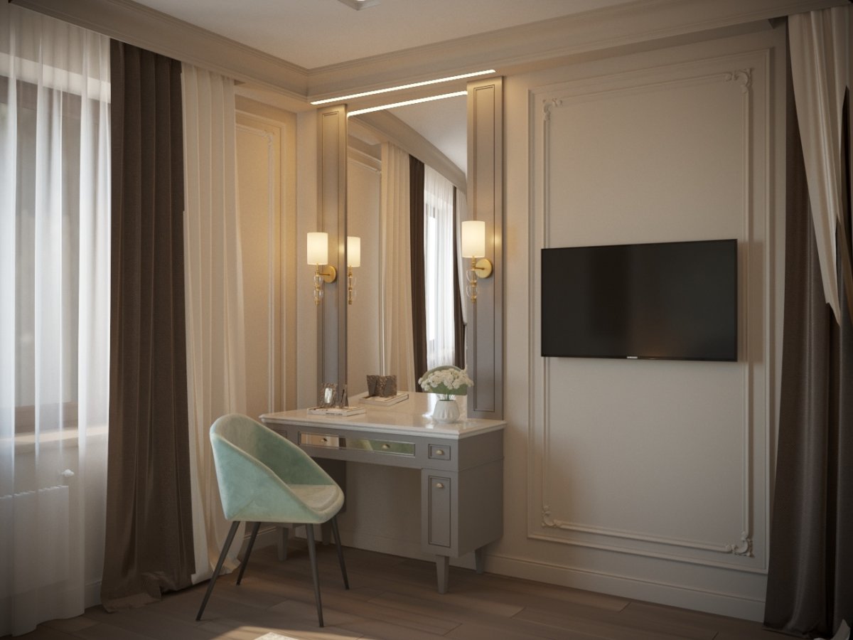 Угловой шкаф с туалетным столиком