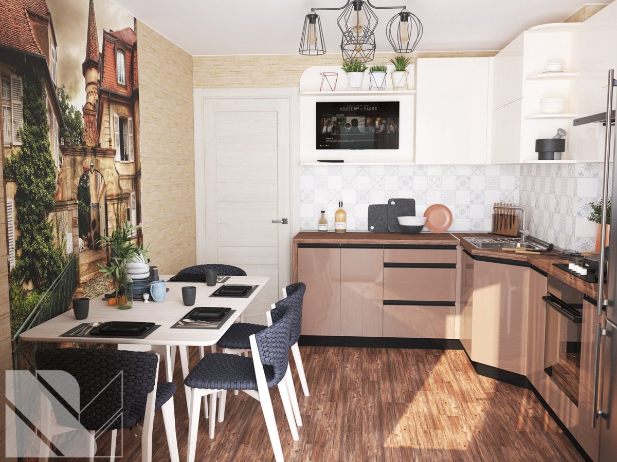 Декор вентиляционного короба на кухне