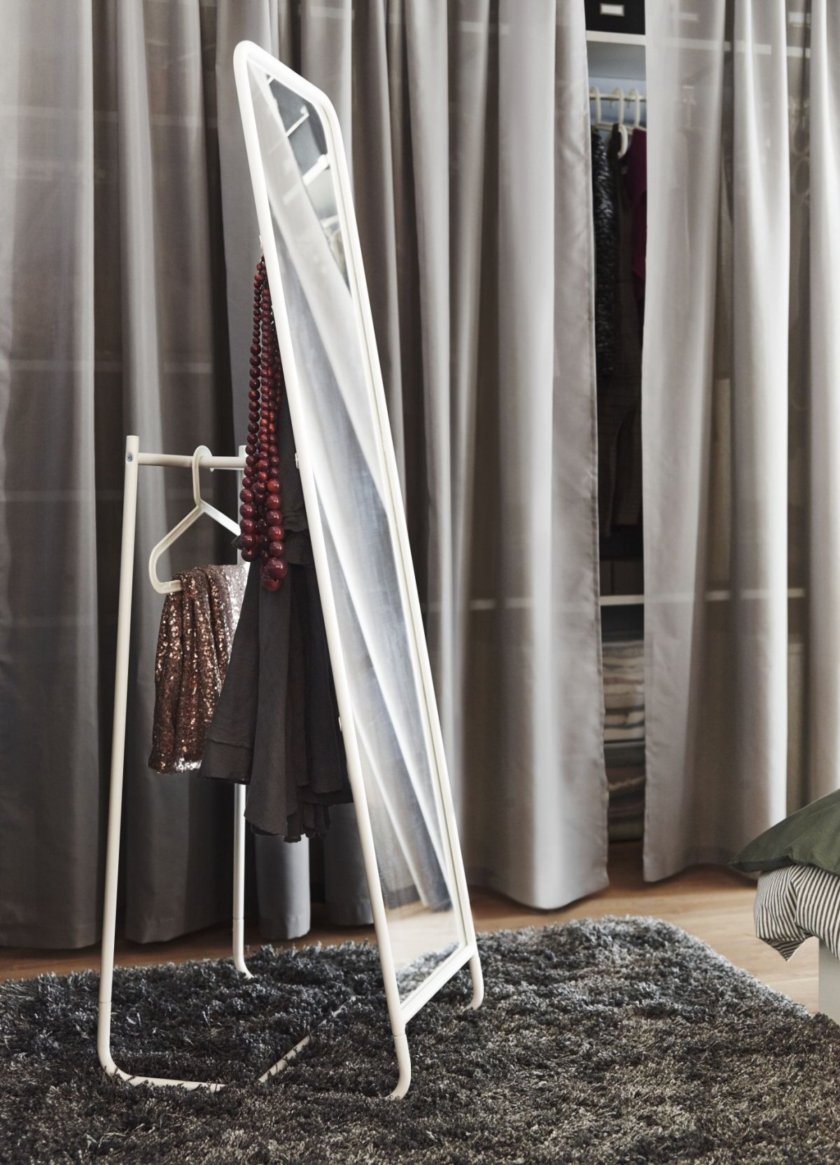 Зеркало напольное, белый30x150 см