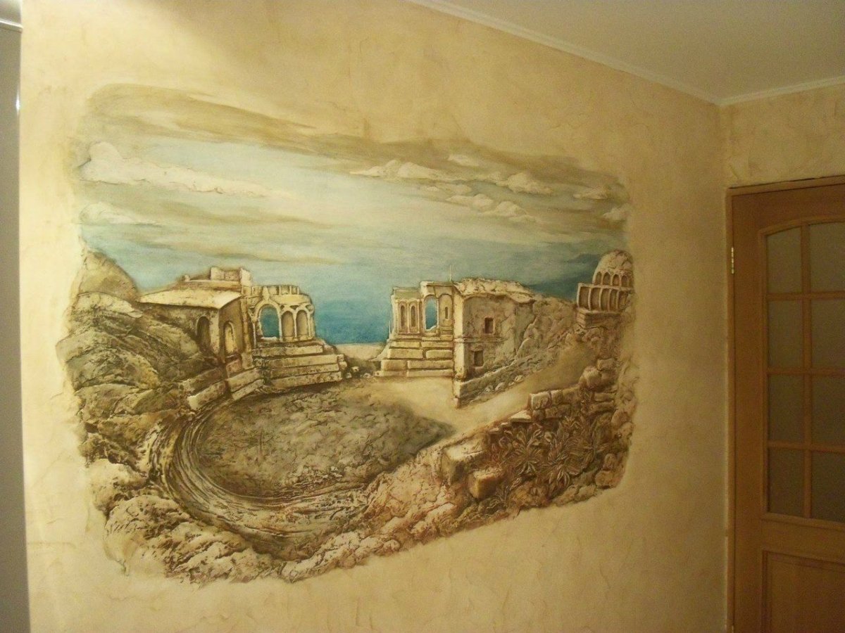 Рельефные фрески в интерьере