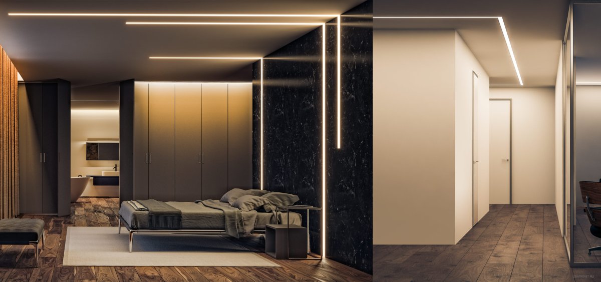 Подсветка встроенная в стену