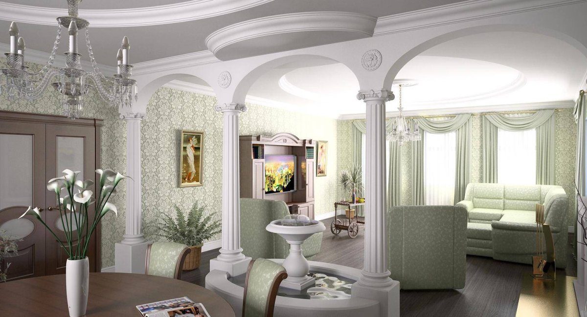 Арка между кухней и гостиной