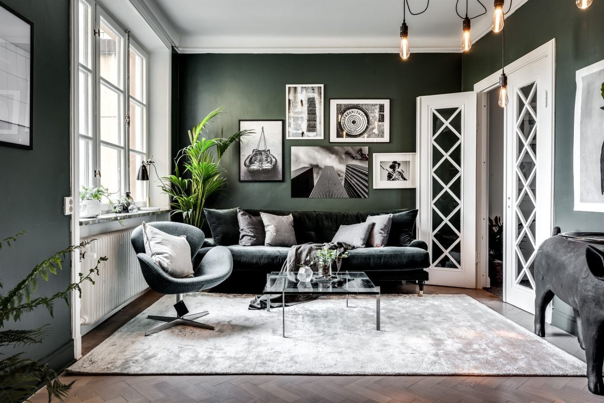 Крашеные стены в интерьере