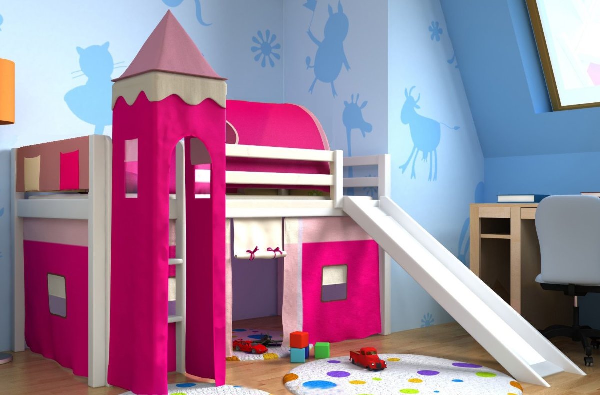 Детская кровать-чердак домик