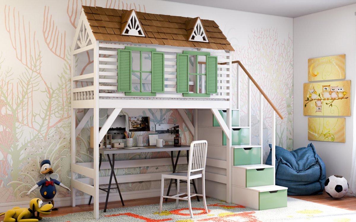 Кровать чердак с игровой зоной